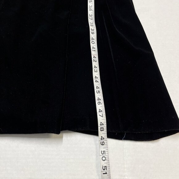 Vintage Maggy London Dress 8 Black Velvet Midi A Line Low Back Witchy Whimsigoth - Picture 5 of 7